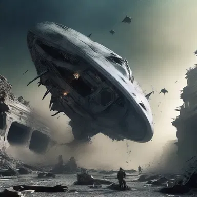 The alien creature's convulsive attack left destruction in its wake, leaving the spaceship in ruins.