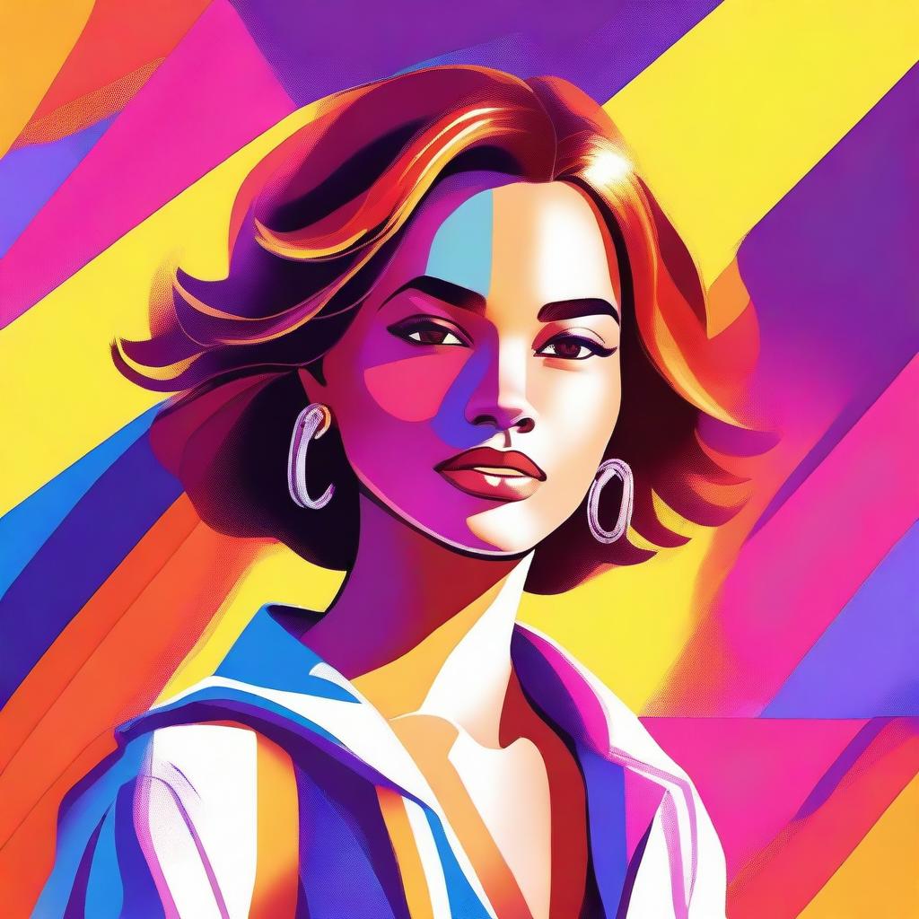 A high-quality digital art image depicting a confident young woman