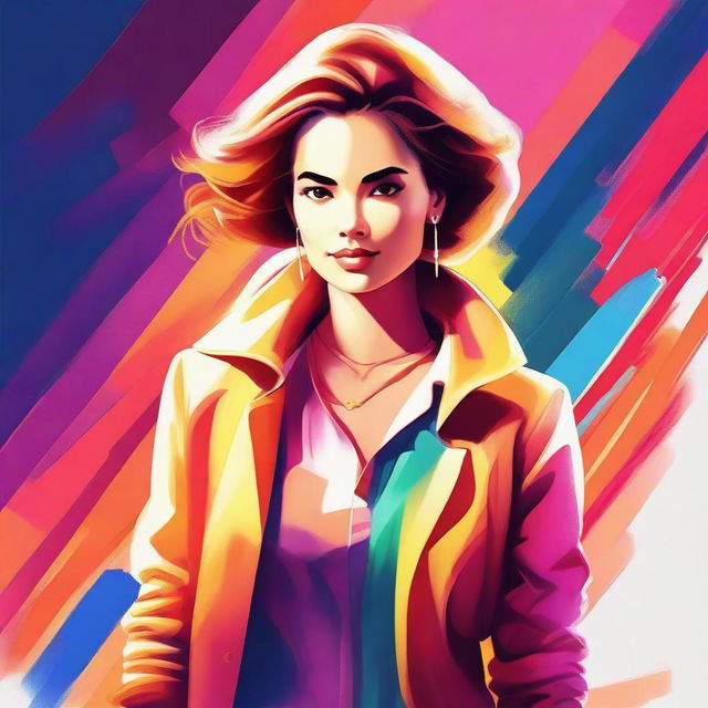 A high-quality digital art image depicting a confident young woman