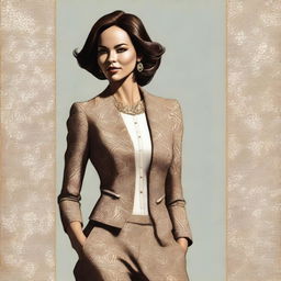 A digital art portrayal of a confident woman in a stylish outfit, exuding charm and allure