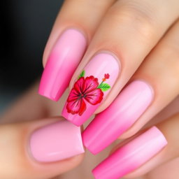 A close-up of a stylish manicure featuring French pink nails
