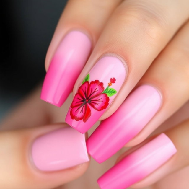 A close-up of a stylish manicure featuring French pink nails