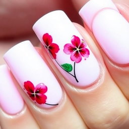 A close-up of a stylish manicure featuring French pink nails