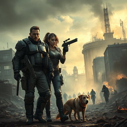 A post-apocalyptic scene set in Warsaw near the former police station on Wilcza, now a vibrant camp teeming with life