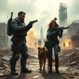 A post-apocalyptic scene set in Warsaw near the former police station on Wilcza, now a vibrant camp teeming with life