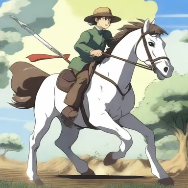 In the anime series, the protagonist rides a horse with a crupper to secure the saddle during intense battles.