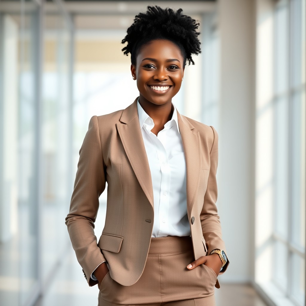 Confident Black Woman in Professional Attire - AI Generated Image
