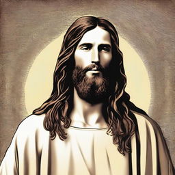 An illustrative image depicting Jesus Christ with long hair.