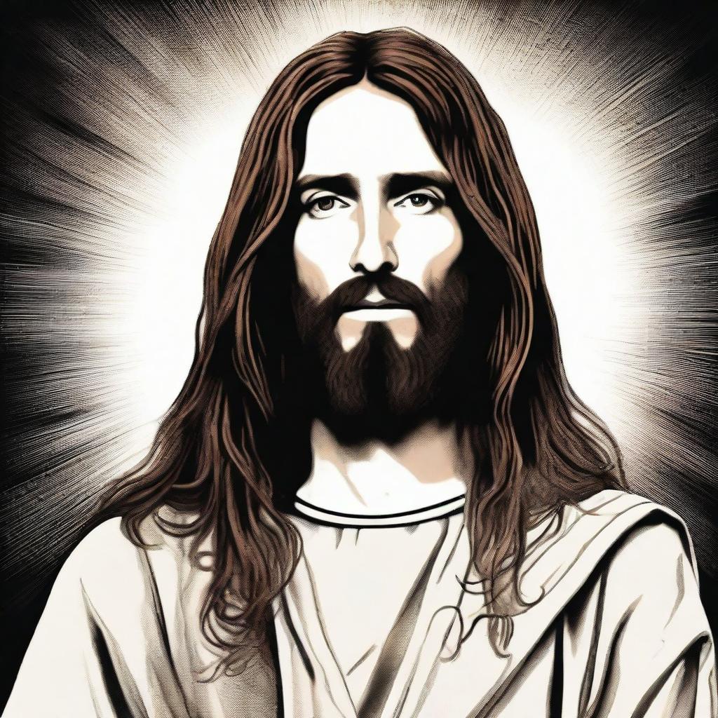 An illustrative image depicting Jesus Christ with long hair.