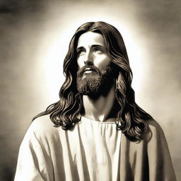 An illustrative image depicting Jesus Christ with long hair.