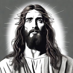 An illustrative image depicting Jesus Christ with long hair.