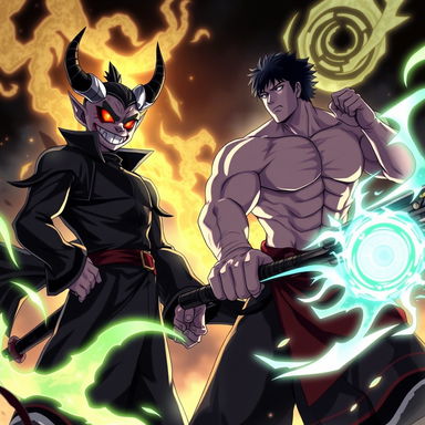 An intense scene featuring Sukuna and Toji from the anime Jujutsu Kaisen