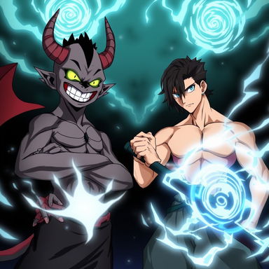 An intense scene featuring Sukuna and Toji from the anime Jujutsu Kaisen