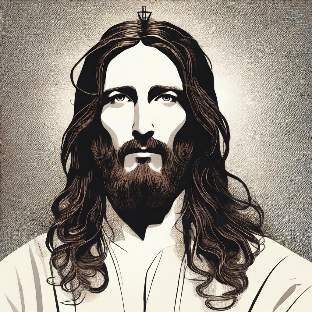 An illustrative image depicting Jesus Christ with long hair.