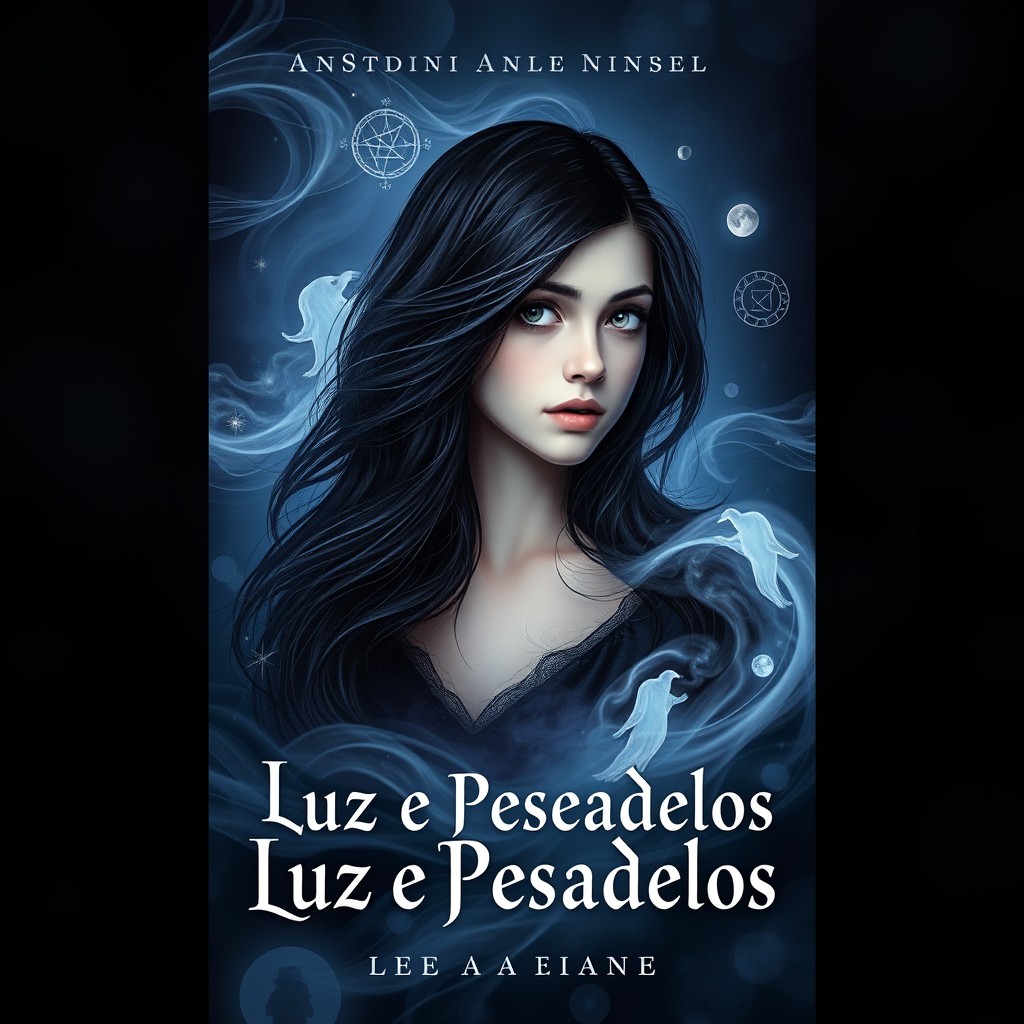 A captivating book cover for a young adult fantasy novel titled 'Luz e Pesadelos'