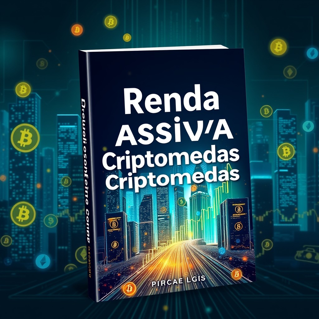 A captivating eBook cover design featuring the title "Renda Passiva e Criptomoedas" prominently displayed