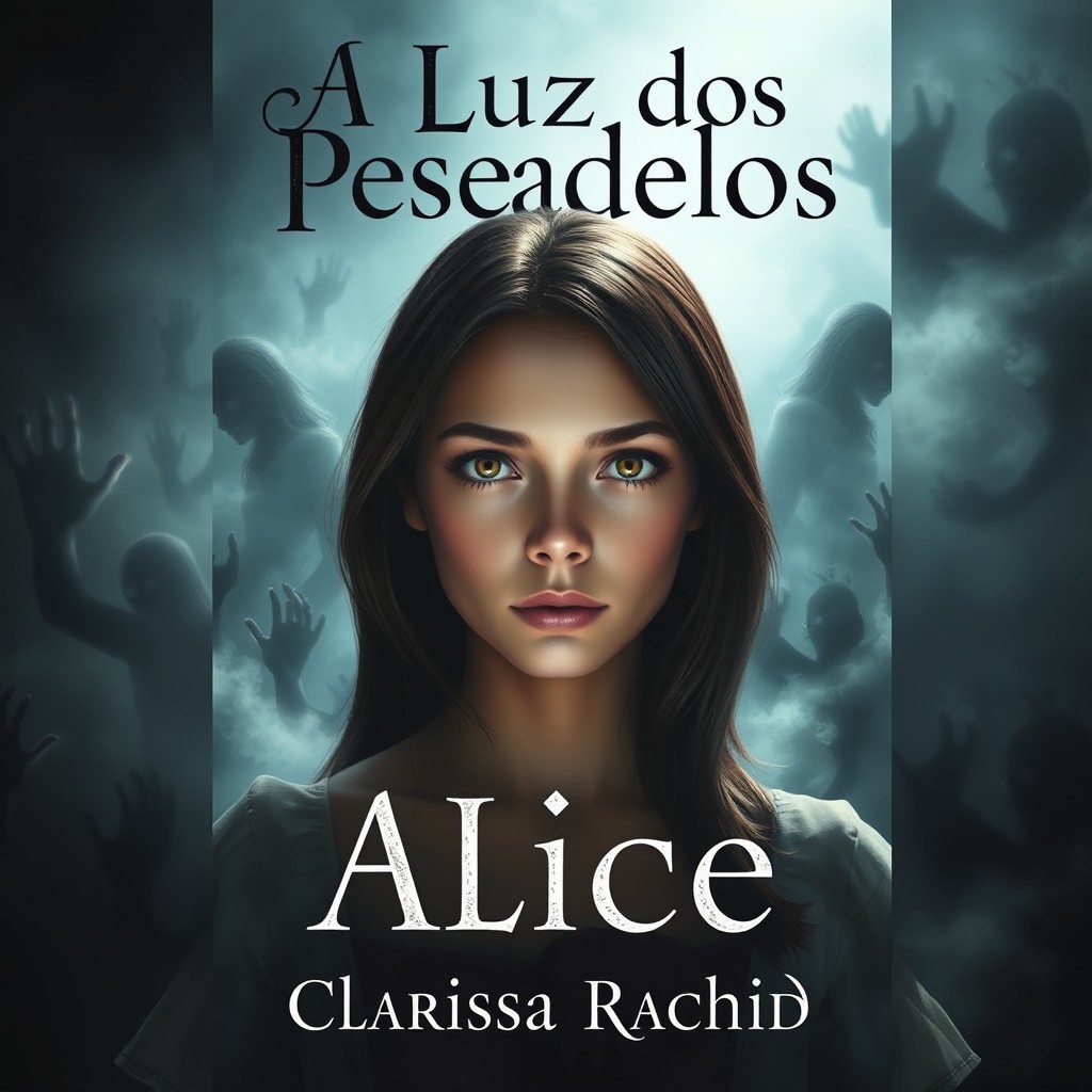 A captivating book cover design featuring the main character, Alice, at the center