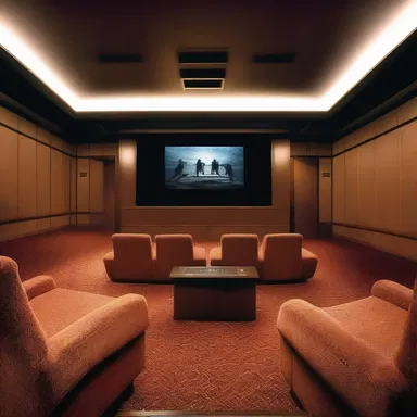 The aural experience of watching a movie in the cinema is enhanced by the surround sound system.