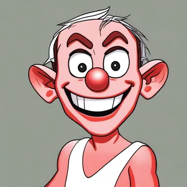 In the cartoon, the character's face turned red with embarrassment, causing his skin to peel off.