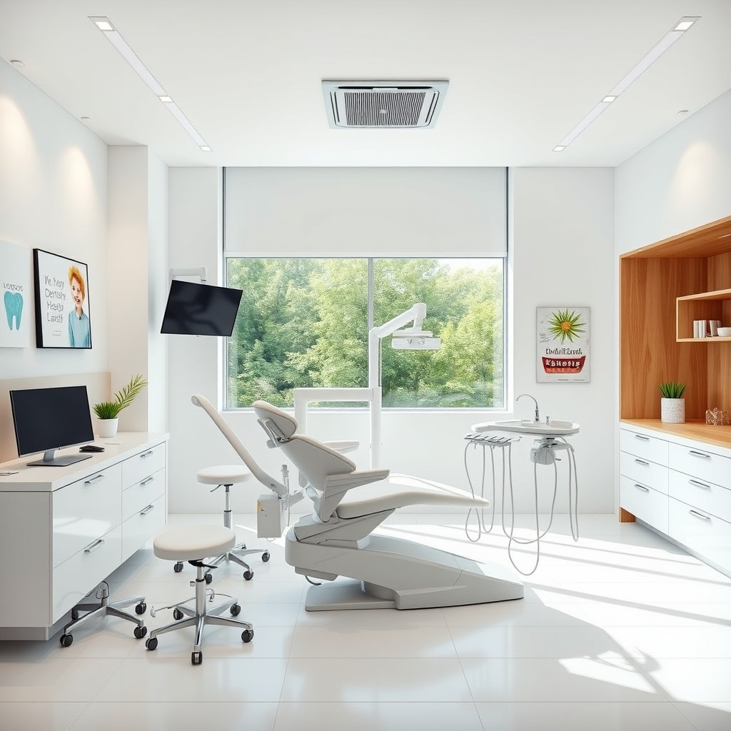 A modern dental hygiene clinic named 'Propinkgum', featuring a state-of-the-art Dentsply Sirona dental chair