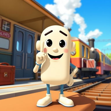 A character inspired by the game Human Fall Flat, showcasing a quirky and playful design with a simplified, cartoonish look