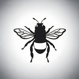 Generate a simple, high contrast bee silhouette viewed from the top. It should be in black and white, logo style, line art, with a white background.