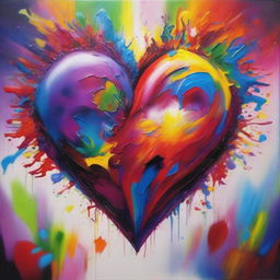 A vibrant and detailed painting of a heart, bursting with a myriad of colors.