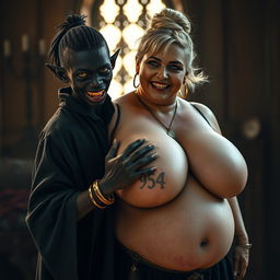 In a sunlit medieval bordello room, an intriguing and dynamic scene captures attention