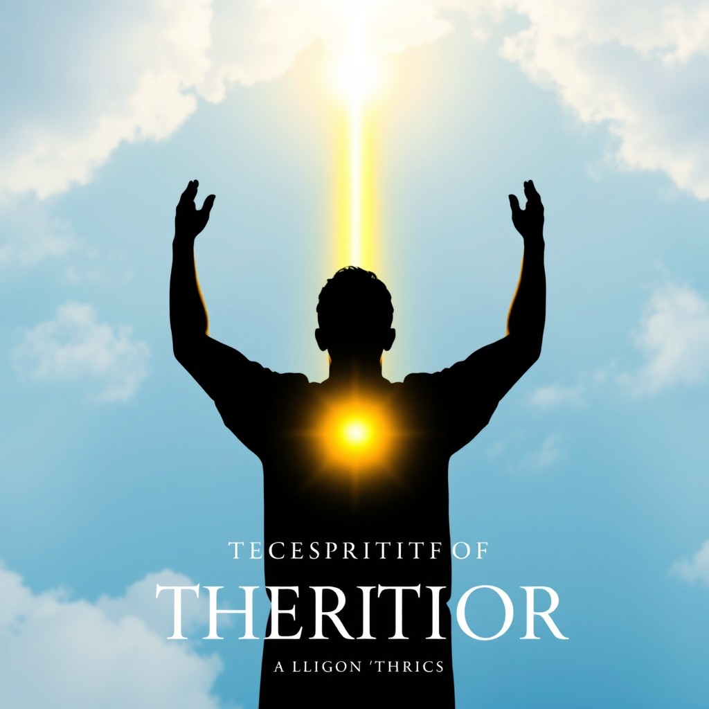 A minimalist and contemplative spiritual book cover featuring a human silhouette in prayer or with arms raised, merging with a bright, intense golden light descending from the sky