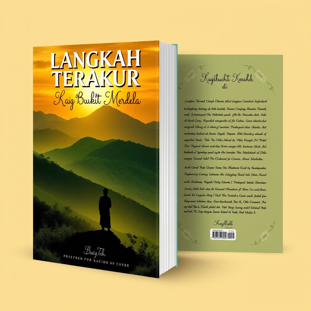 A captivating book cover design for the novel 'Langkah Terakhir di Bukit Merdeka'