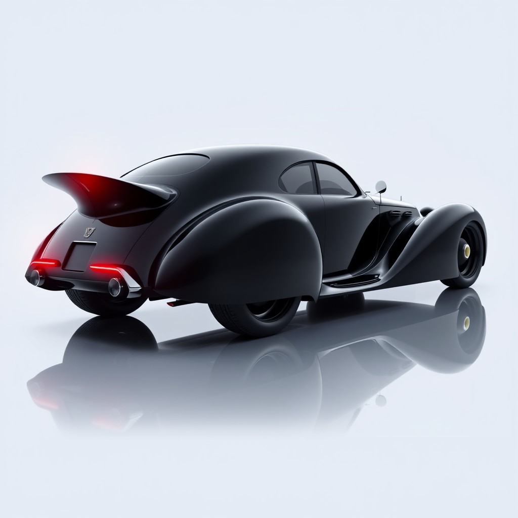 A modernized version of the iconic 1938 Phantom Corsair, featuring its fluid silhouette and avant-garde design inspired by an airplane, complete with large 22-inch wheels for a bold and rugged look