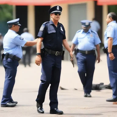 The actor stood on the movie set, clad in a police uniform, ready to film the intense action scene.