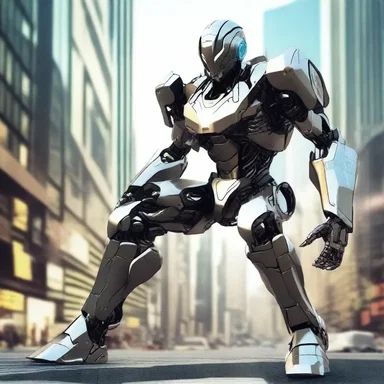 The protagonist had a futuristic robotic suit that was clad in sleek, metallic panels, enhancing their combat abilities.