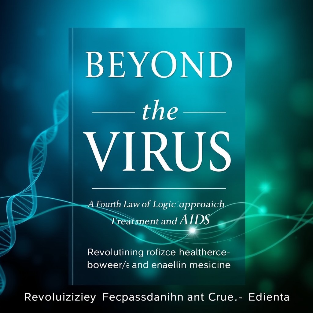 An elegant and visually striking book cover design for "Beyond the Virus: A Fourth Law of Logic Approach to HIV/AIDS Treatment and Cure"