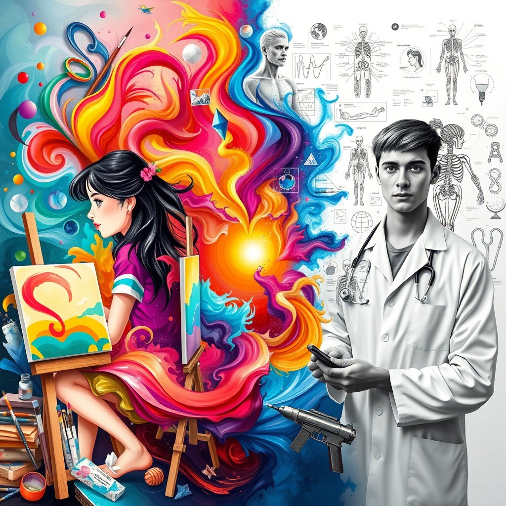 A stunning visual representation of two contrasting worlds united