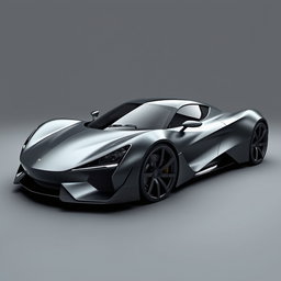 A grey sports car designed with a futuristic style, showcasing a perfect blend of technology, luxury, elegance, and style
