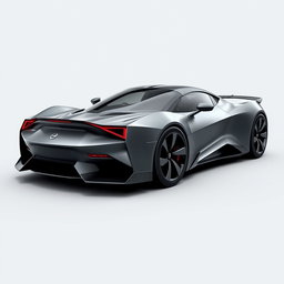 A grey sports car designed with a futuristic style, showcasing a perfect blend of technology, luxury, elegance, and style