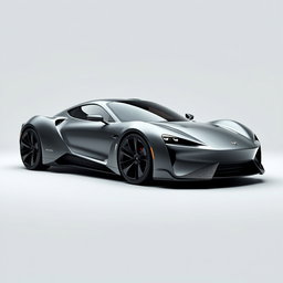 A grey sports car designed with a futuristic style, showcasing a perfect blend of technology, luxury, elegance, and style