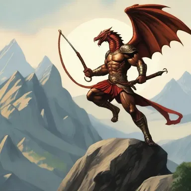 Upon defeating the mighty dragon, the heroic warrior stood cock-a-hoop on top of the mountain.