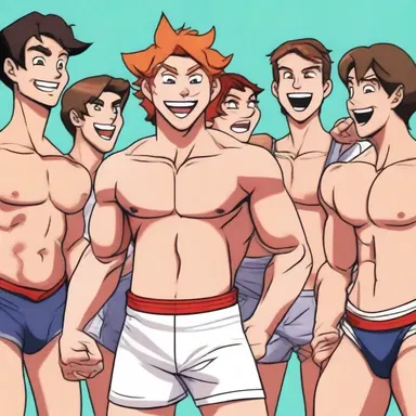 After winning the intense battle, the protagonist smirked cock-a-hoop as he celebrated his victory with his friends.