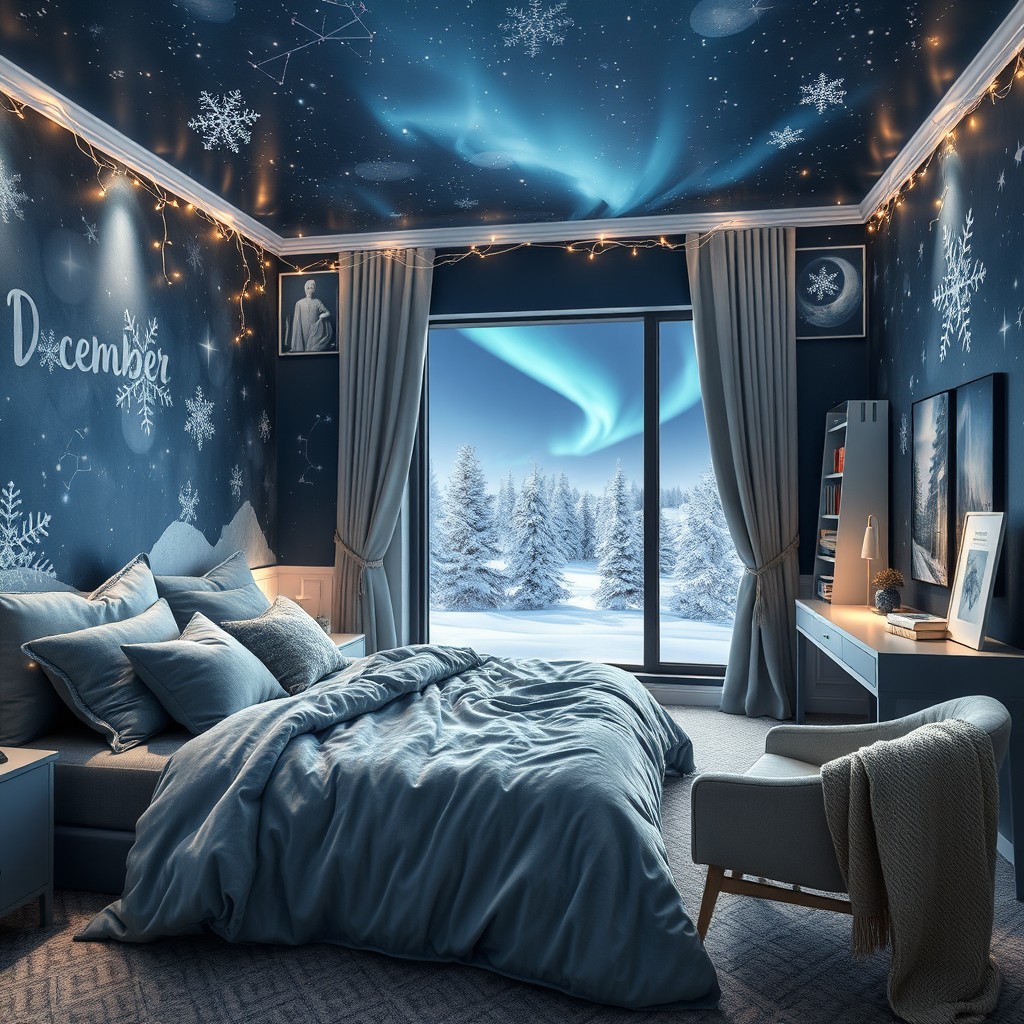A mesmerizing and imaginative dream bedroom designed for someone born in December