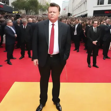 The arrogant antagonist strutted down the red carpet, cock-a-hoop at the premiere of his latest blockbuster movie.