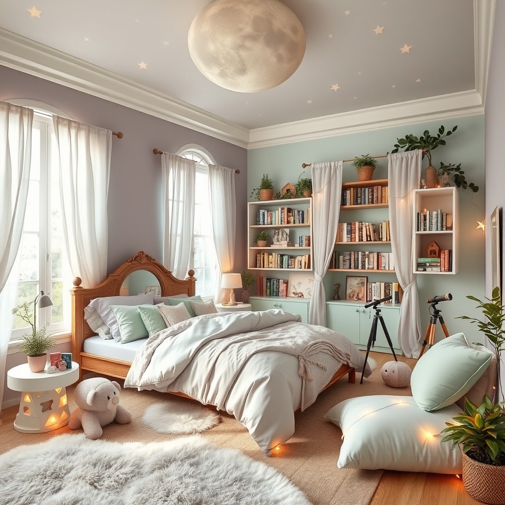A whimsical and enchanting dream bedroom designed for a person named April