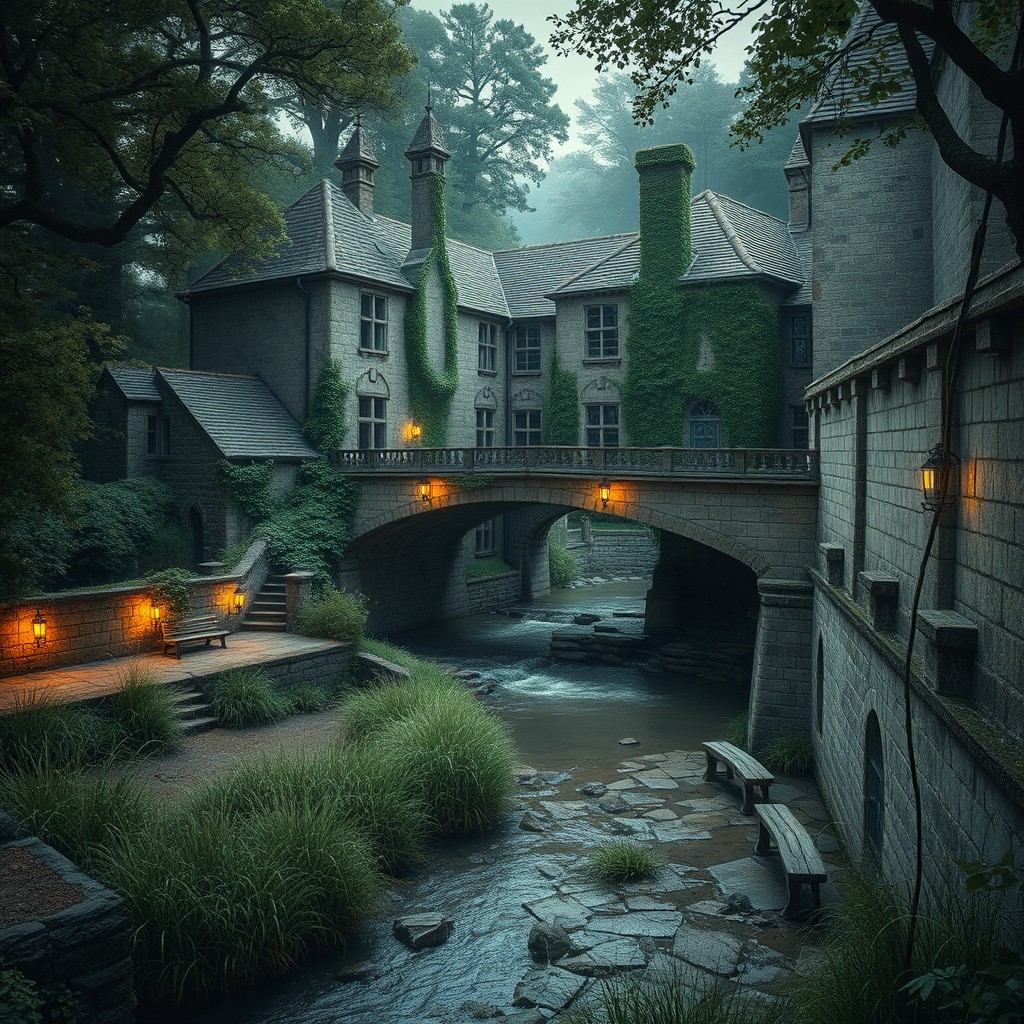 A mysterious, ancient orphanage hidden deep within an enchanted forest