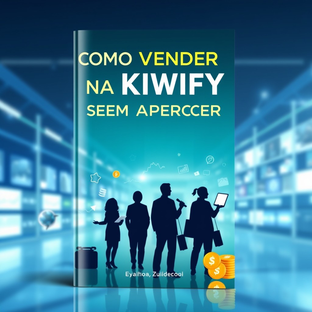 A captivating eBook cover design for a guide titled 'Como Vender na Kiwify Sem Aparecer'