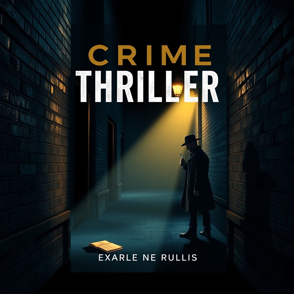 An engaging ebook cover design for a crime thriller featuring a shadowy alleyway at night