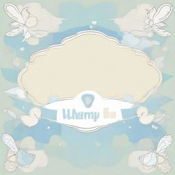 A welcoming banner, ornately decorated with soothing baby boy themes, celebrating the arrival of a new born baby boy.