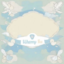 A welcoming banner, ornately decorated with soothing baby boy themes, celebrating the arrival of a new born baby boy.