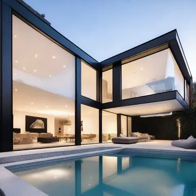 The modern house had stunning architecture and stylish interior design.