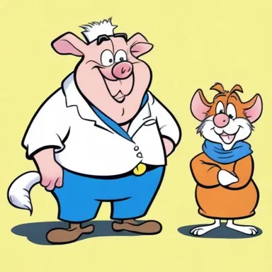The cartoon featured a mischievous squealer who constantly caused trouble for the other characters.